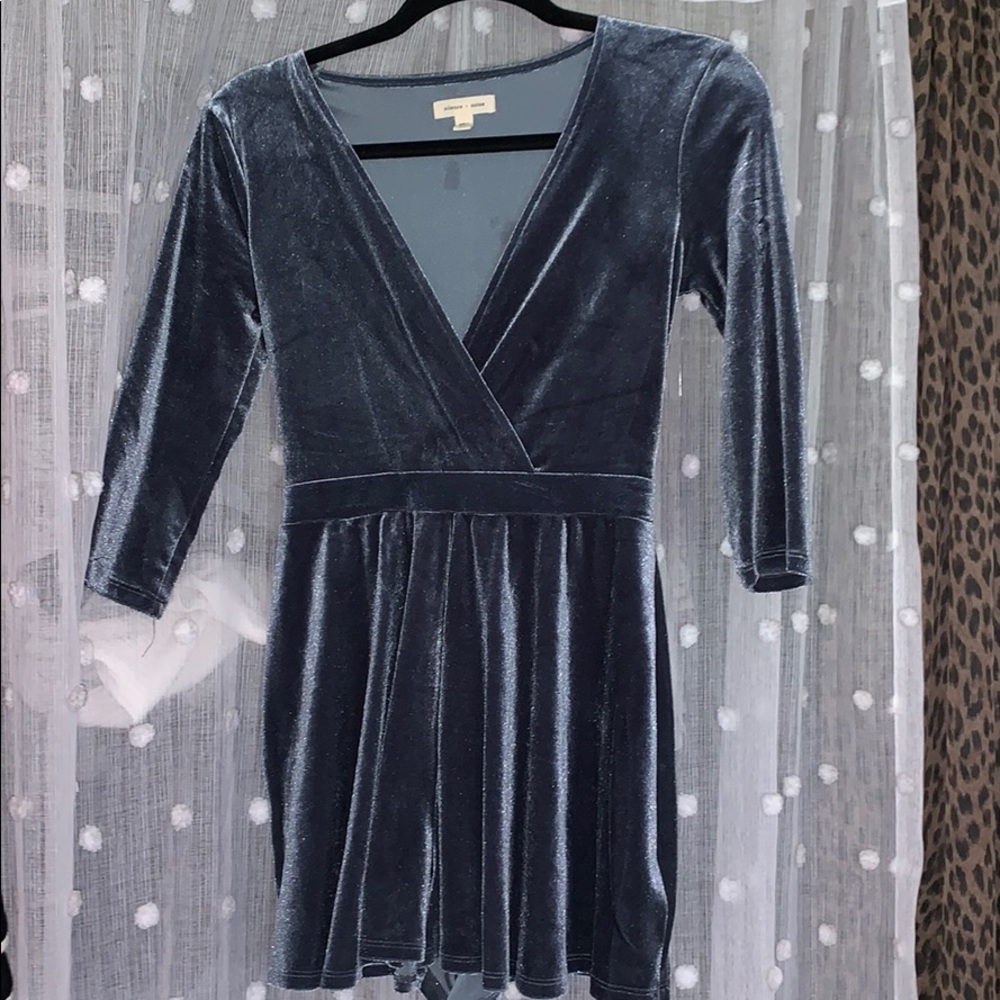 Urban Outfitters blue-grey velvet romper size XS